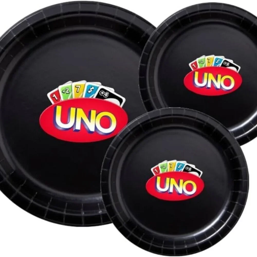Custom 1st Birthday Playing Cards Party Tableware Set, Black Paper Plates, 60pcs